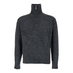 Tonywack Men Grey High Neck Swater With Zip In Wool Blend Man